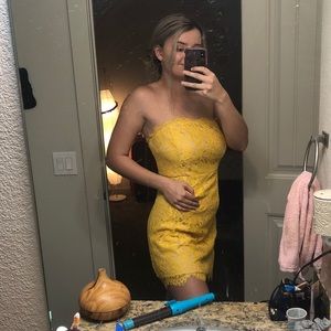 sexy yellow lace dress